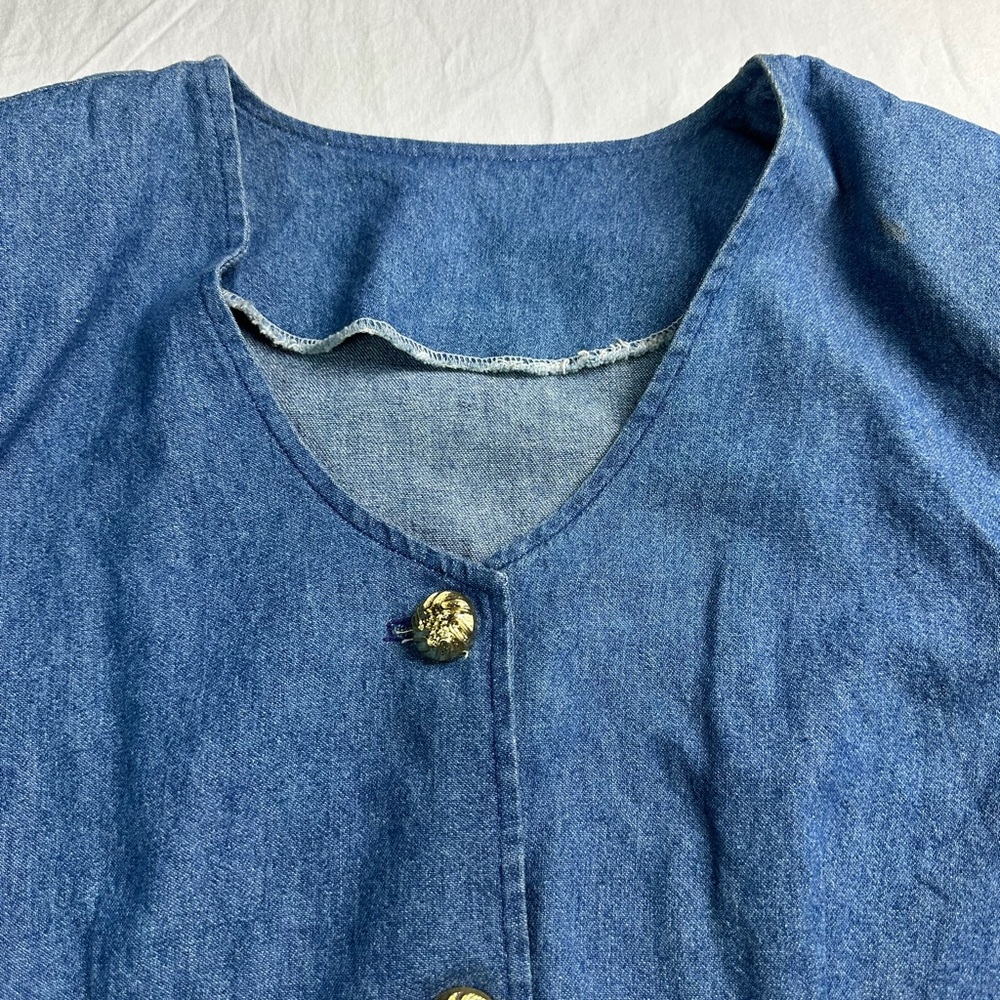 💙✨ Vintage Cropped Denim‎ Jacket Gold Buttons 80s 90s Chic ✨💙 - Picture 4 of 11